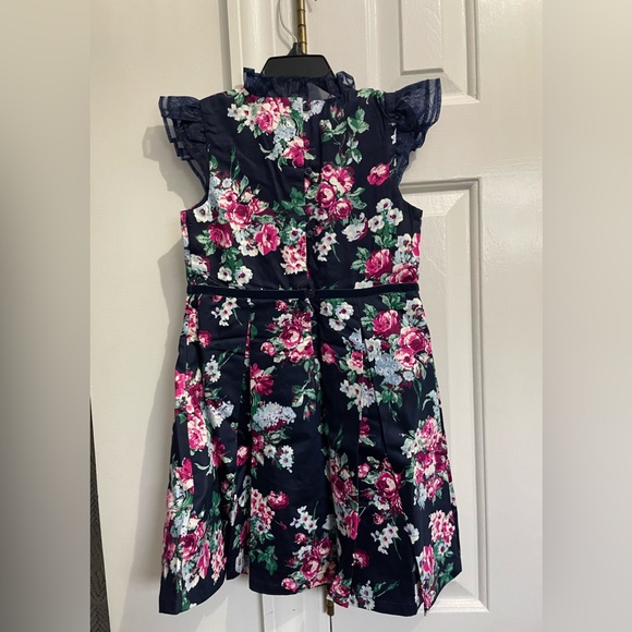 NWT Janie & Jack Floral Satin Ruffle Dress Size 7 and matching headband - Picture 5 of 10